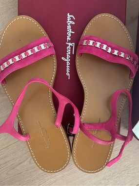 Salvatore Ferragamo Tremiti Gancini Chain Ankle-Strap Sandals